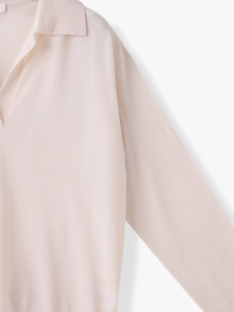 ソーヤー スーパーファインメリノウール オープンカラー  ニットトップ 詳細画像 ivory 2