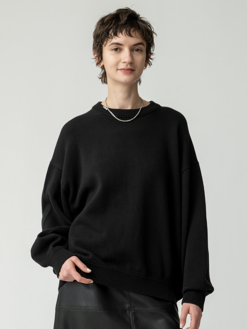 コットン コージー ニット プルオーバー 詳細画像 black