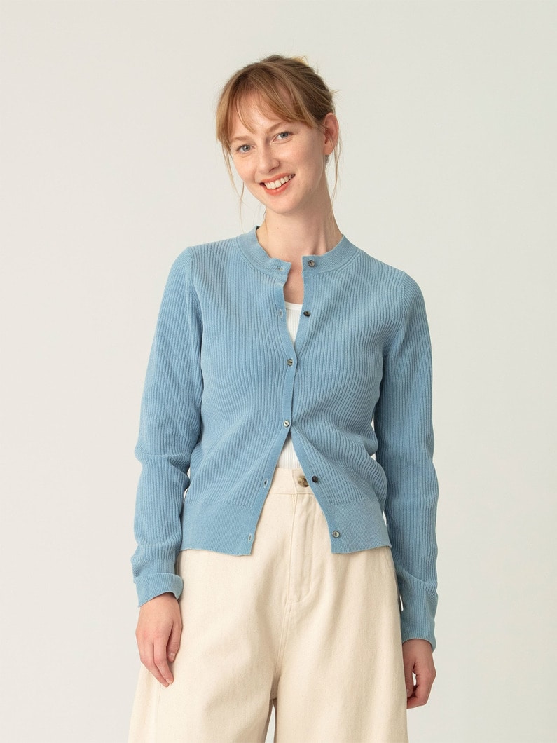 モールヤーン リブ ニット カーディガン 詳細画像 light blue 1