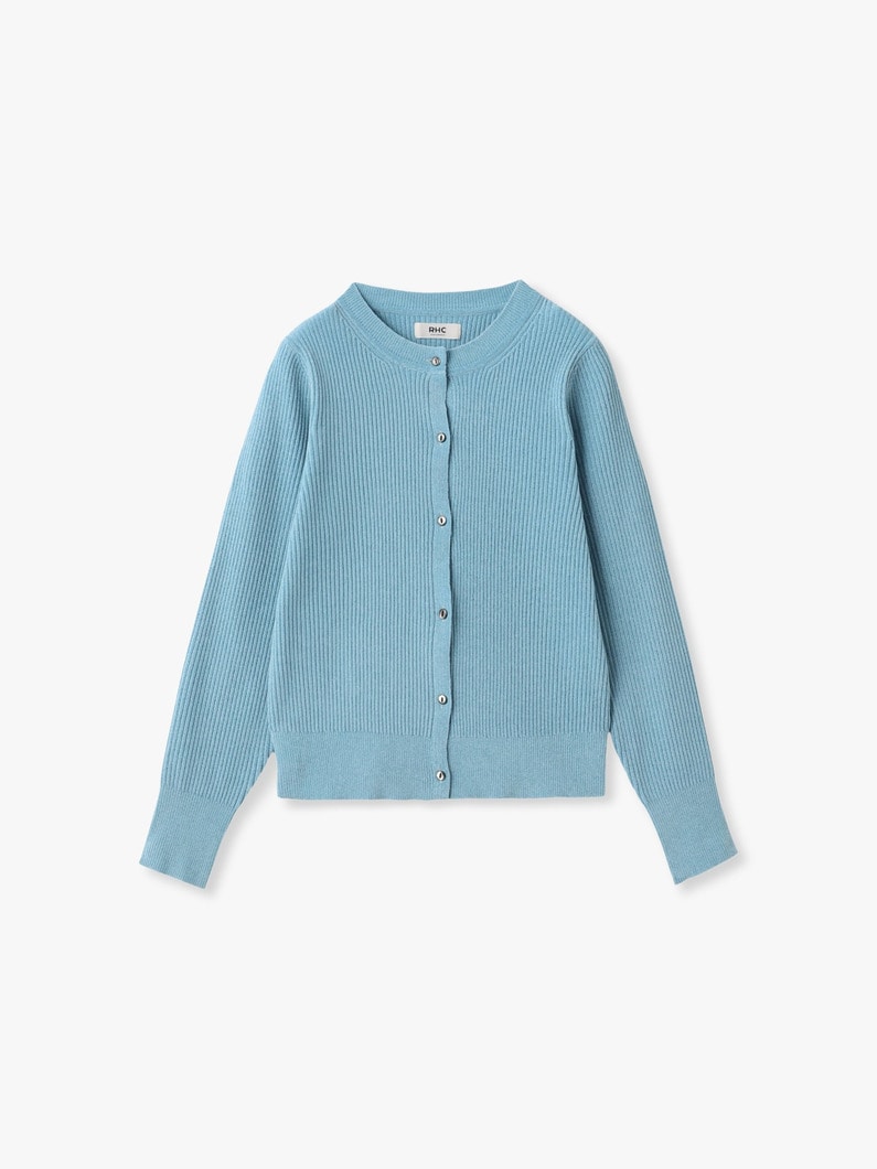 モールヤーン リブ ニット カーディガン 詳細画像 light blue 3