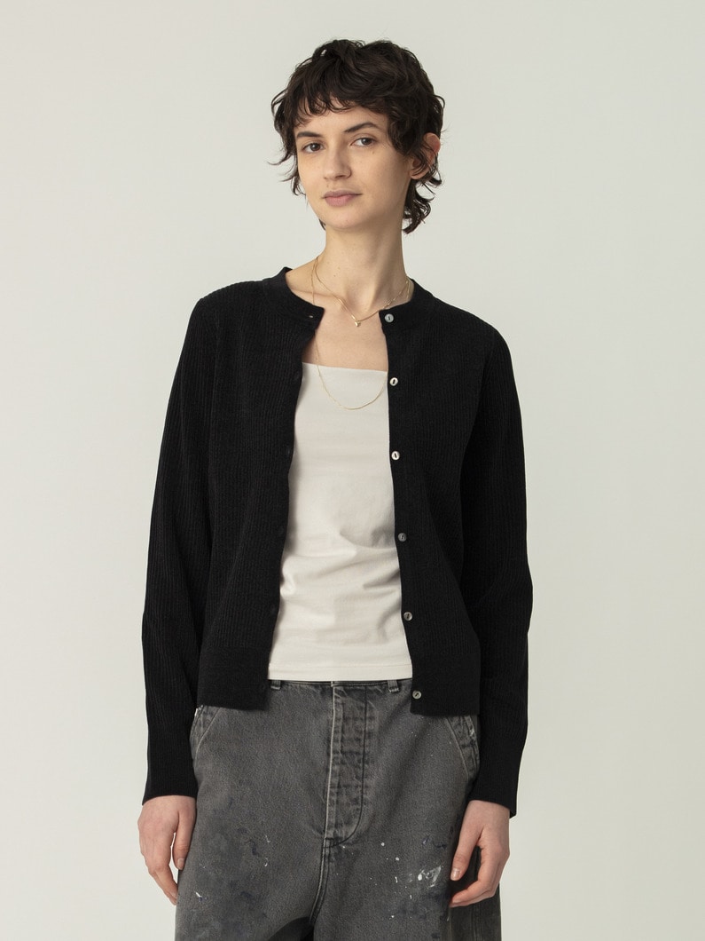 モールヤーン リブ ニット カーディガン 詳細画像 black