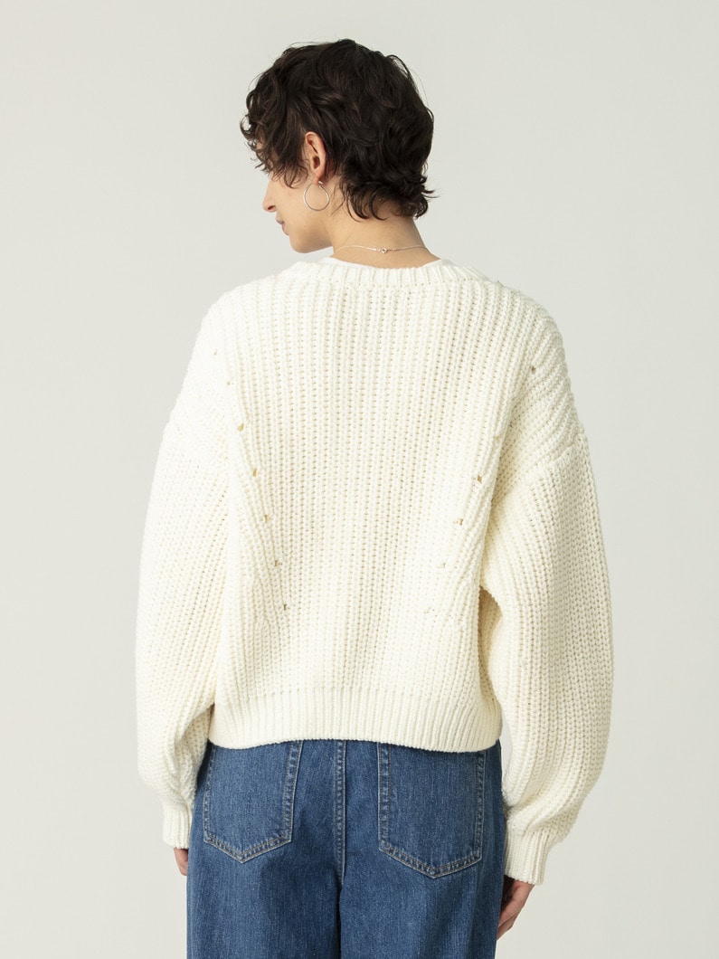 バルキーヤーン カーディガン 詳細画像 white 2