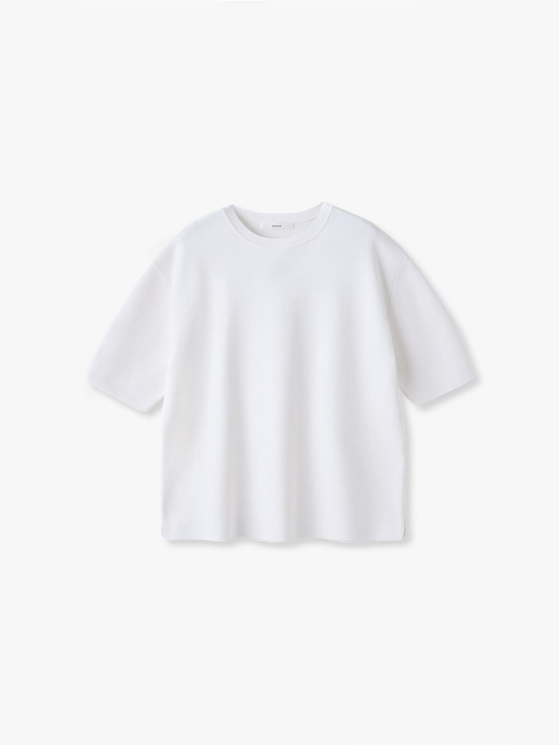 シルク コットン ハイゲージ ニット トップ（ホワイト/ネイビー） 詳細画像 white 4