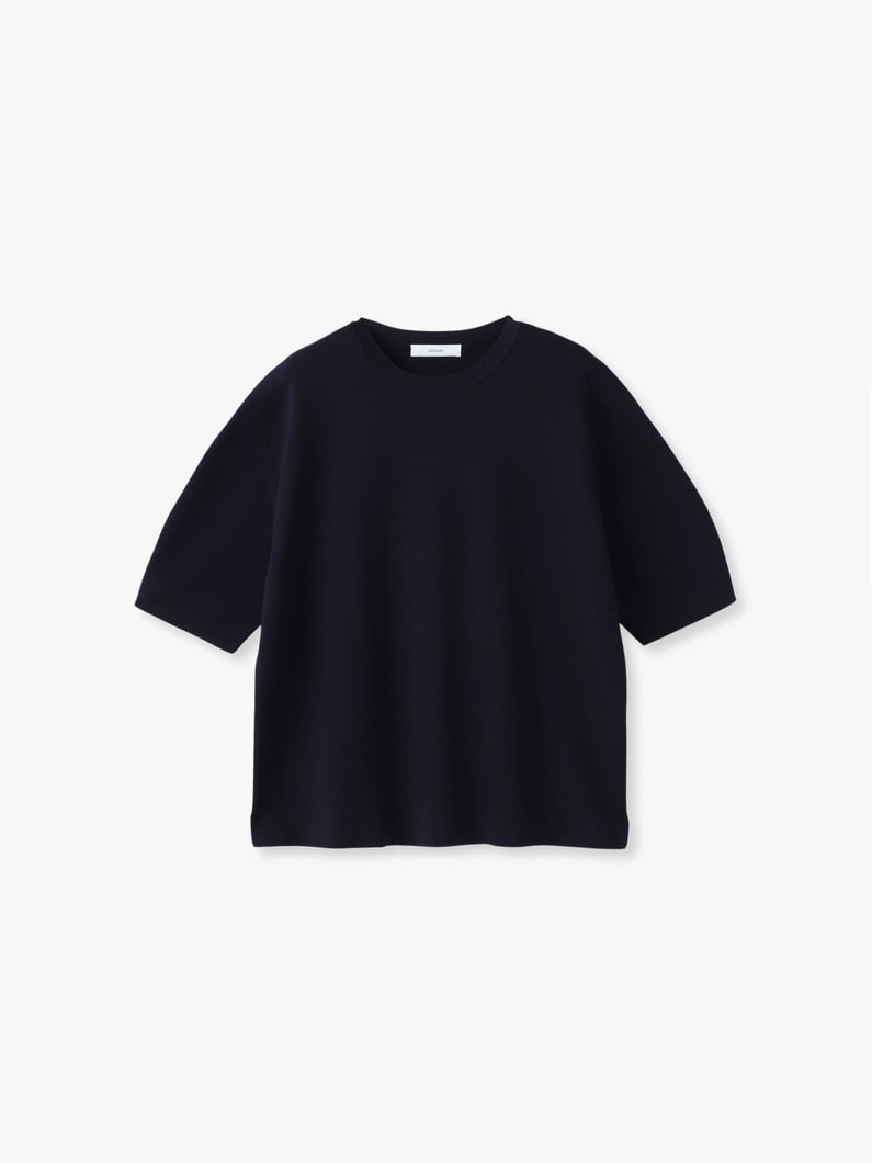 シルク コットン ハイゲージ ニット トップ（ホワイト/ネイビー） 詳細画像 navy 3