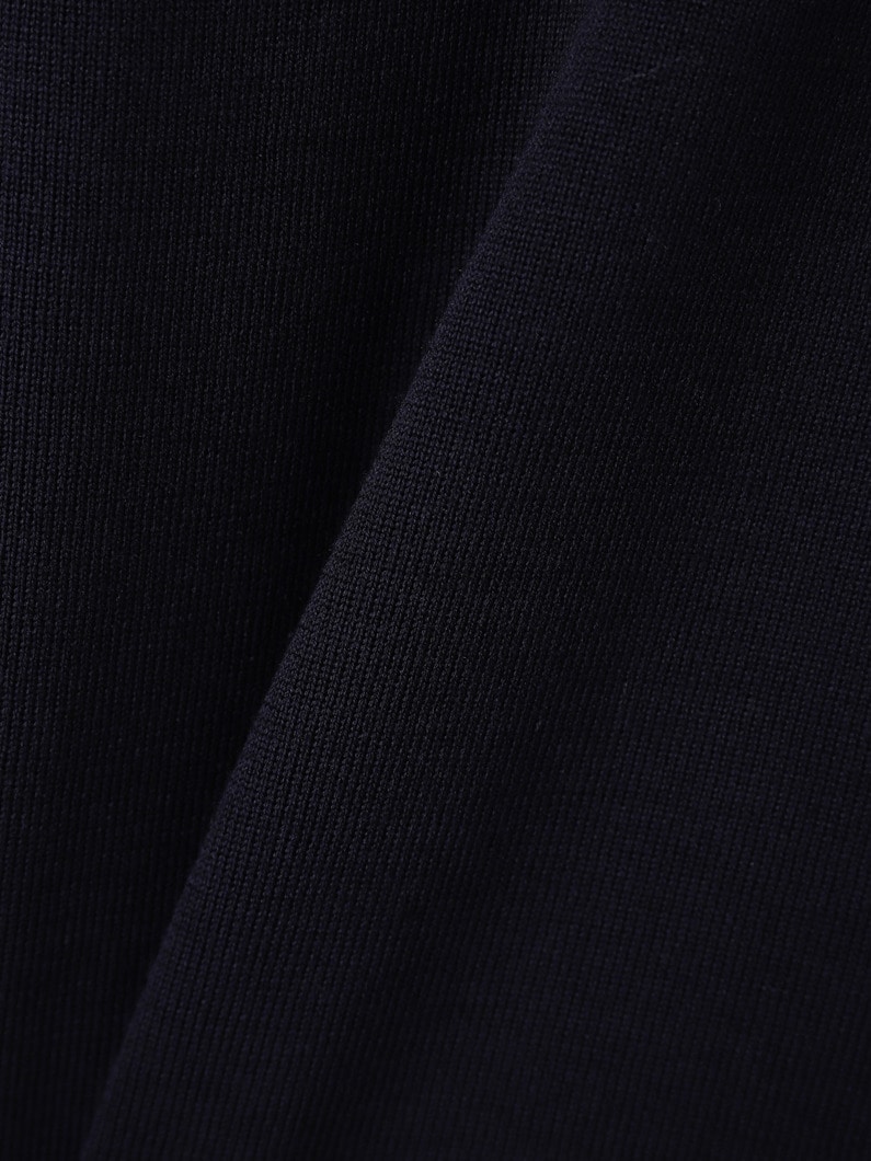 シルク コットン ハイゲージ ニット プルオーバー（ホワイト/ネイビー） 詳細画像 white 3