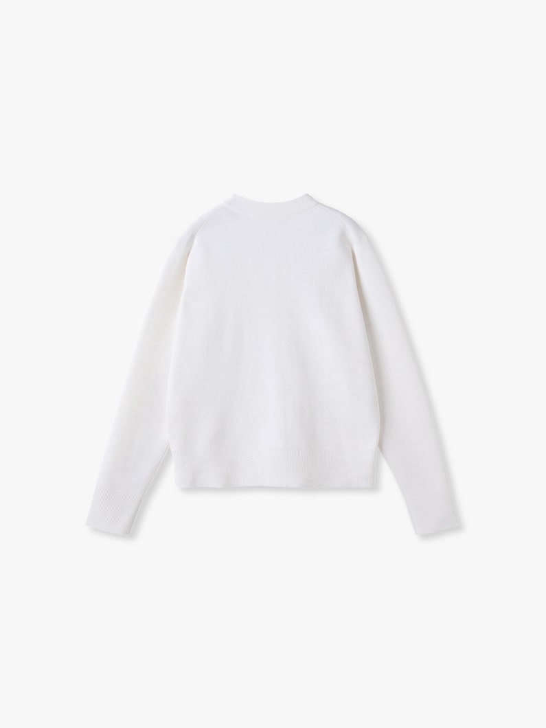 シルク コットン ハイゲージ ニット カーディガン（ホワイト/ネイビー） 詳細画像 white 1