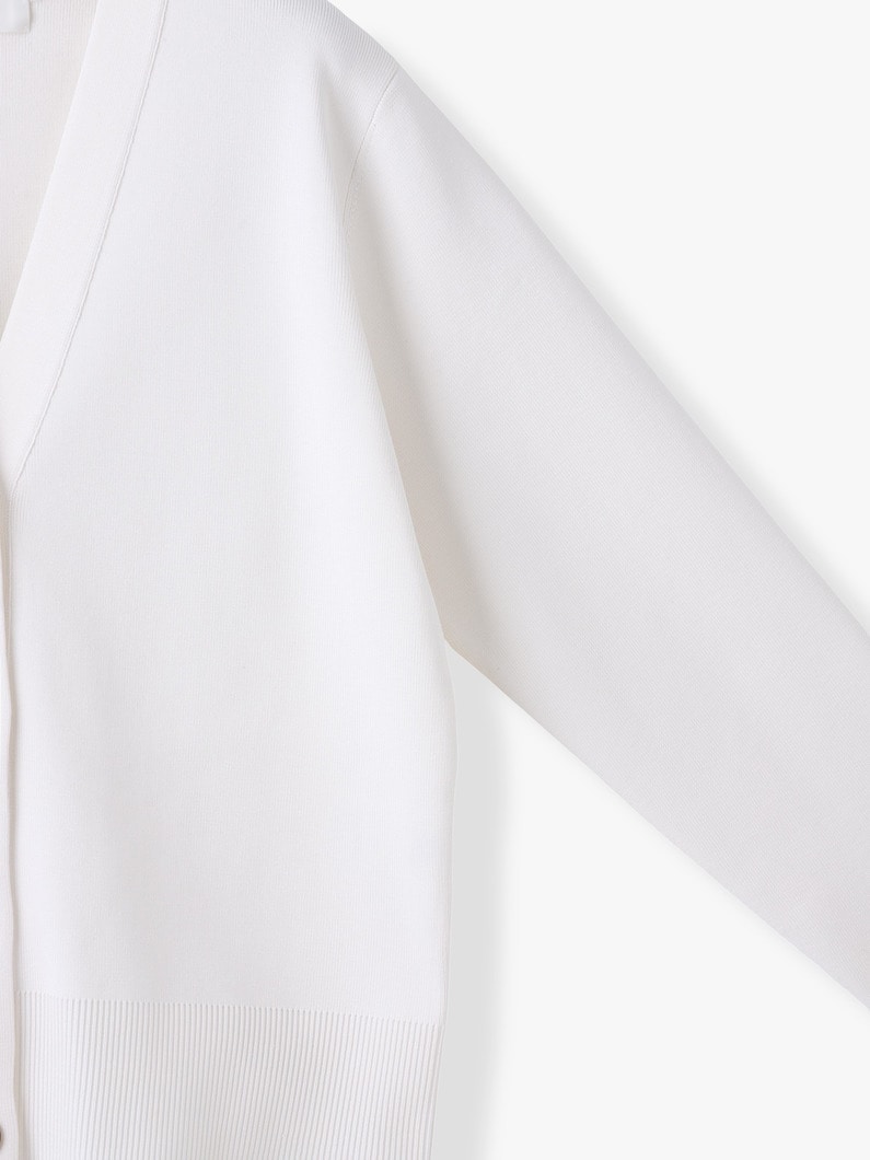 シルク コットン ハイゲージ ニット カーディガン（ホワイト/ネイビー） 詳細画像 white 2