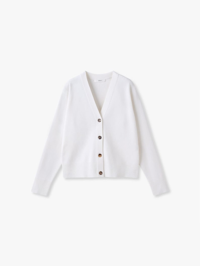 シルク コットン ハイゲージ ニット カーディガン（ホワイト/ネイビー） 詳細画像 white 4