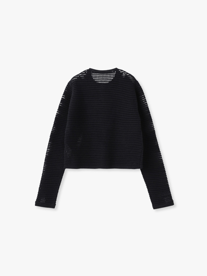 タッサー シルクコットン メッシュ ニット カーディガン 詳細画像 black 1
