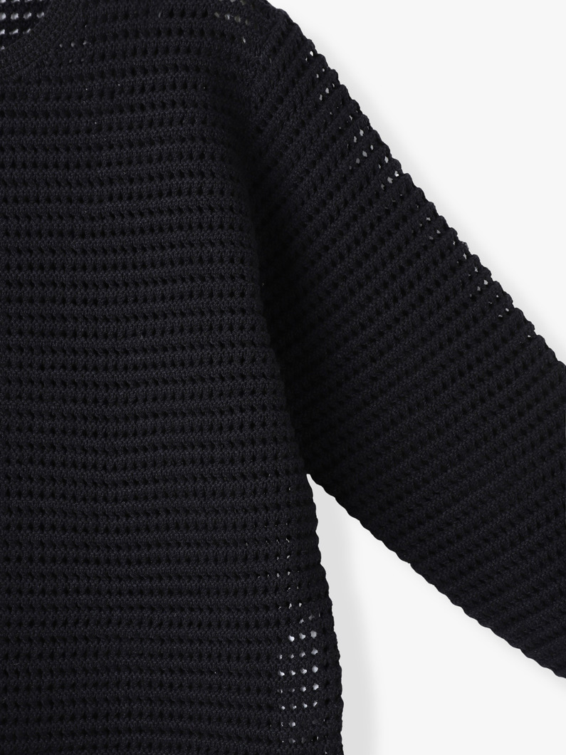 タッサー シルクコットン メッシュ ニット カーディガン 詳細画像 black 2