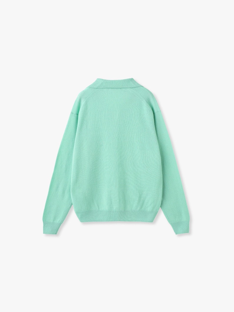 スーパーファイン カシミア シルク ニット スキッパー ポロトップ 詳細画像 green 1