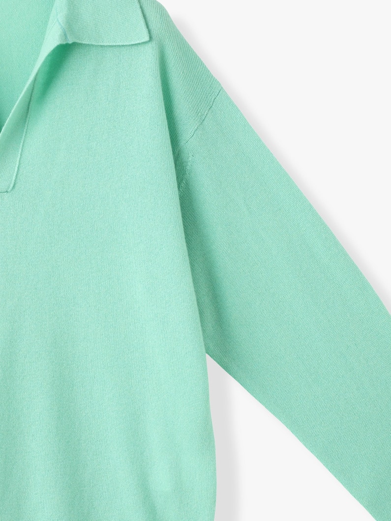 スーパーファイン カシミア シルク ニット スキッパー ポロトップ 詳細画像 green 2
