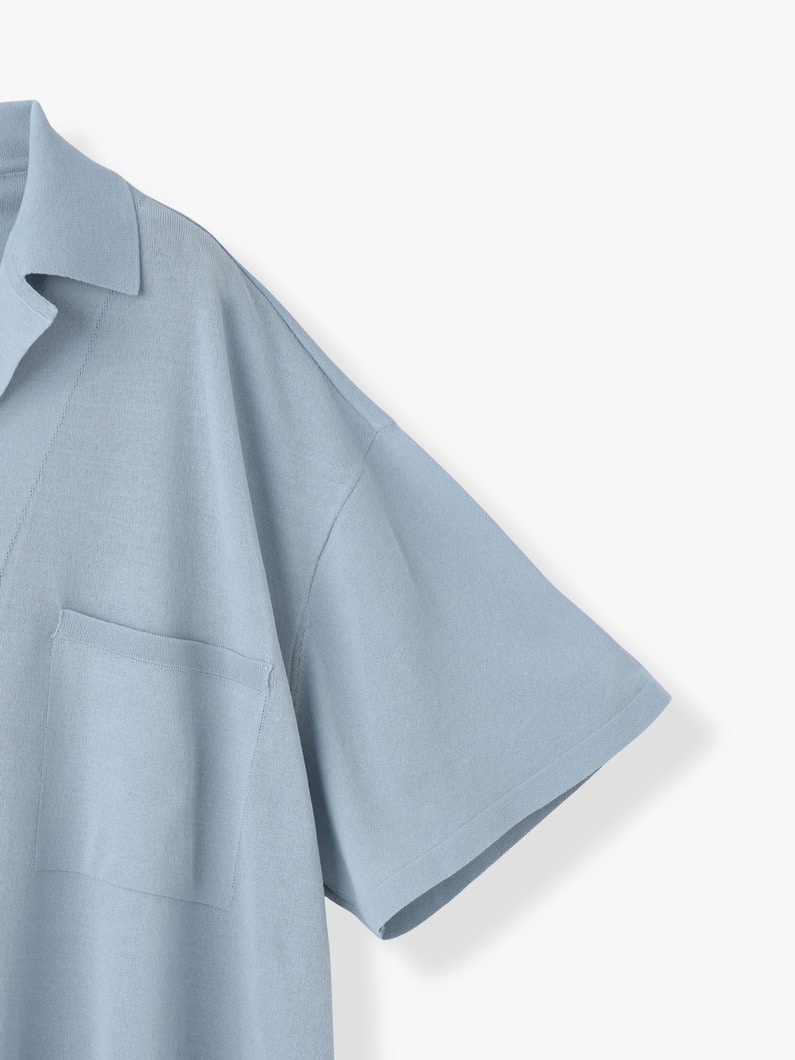 ハイツイスト コットン ニット シャツ 詳細画像 blue gray 2