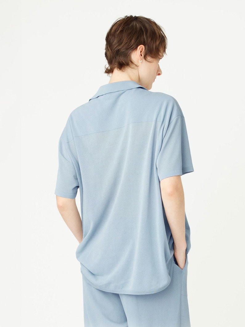 ハイツイスト コットン ニット シャツ 詳細画像 blue gray 2
