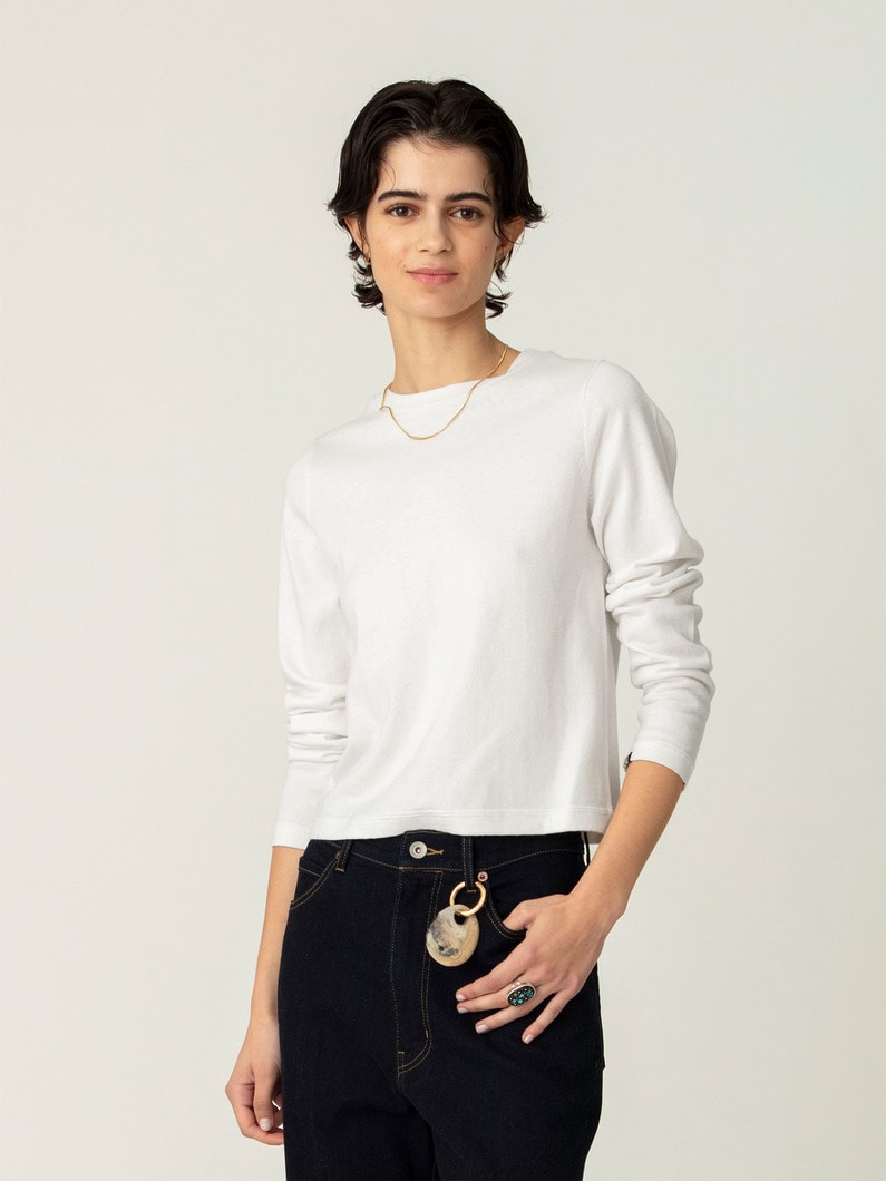 リサ コットンカシミア ロングスリーブティー 詳細画像 white 1