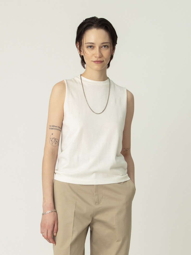プレーヤー コットンカシミア スリーブレス トップ 詳細画像 white 1