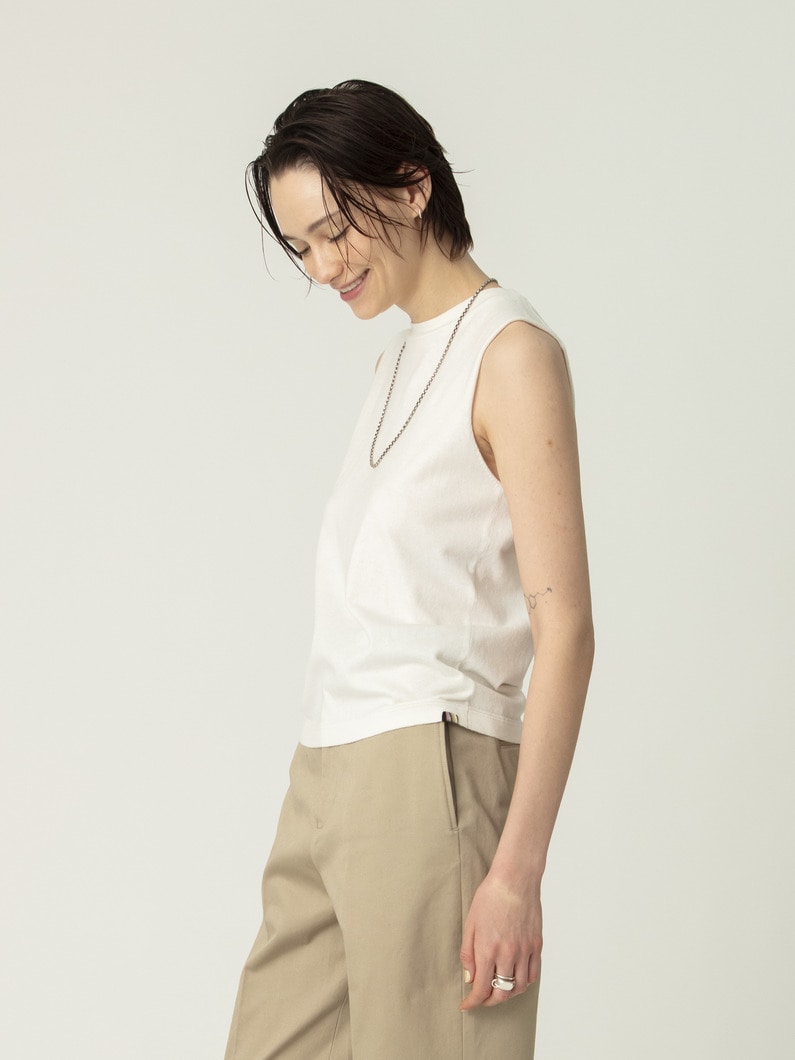 プレーヤー コットンカシミア スリーブレス トップ 詳細画像 white 2