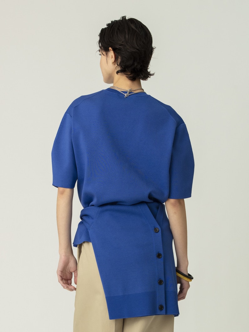 シルク コットン ハイゲージ ニット トップ（イエロー/ブルー） 詳細画像 blue 3