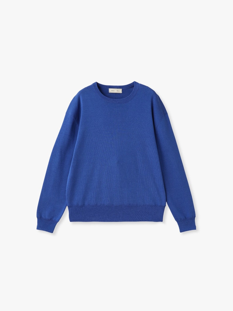 シルク コットン ハイゲージ ニット プルオーバー（イエロー/ブルー） 詳細画像 blue 3