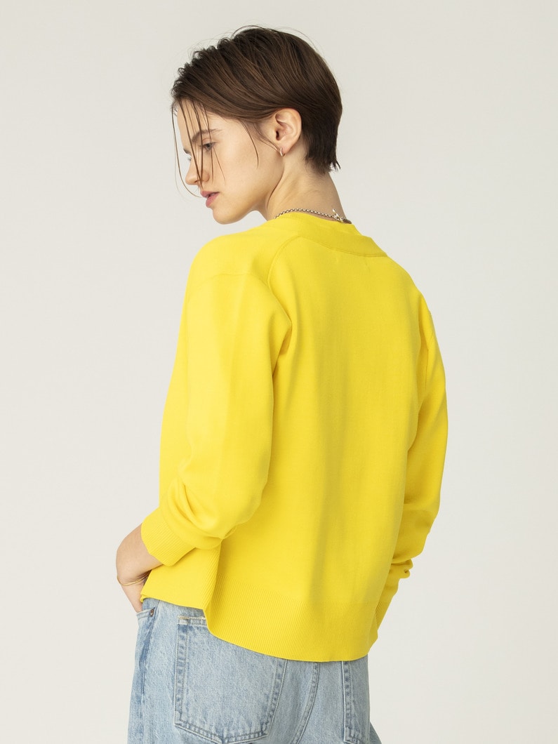 シルク コットン ハイゲージ ニット カーディガン（イエロー/ブルー） 詳細画像 yellow 3