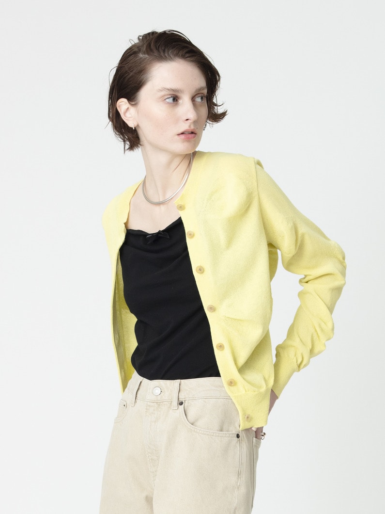 アンステイブル ニット カーディガン（イエロー/ダークグレー） 詳細画像 yellow 2