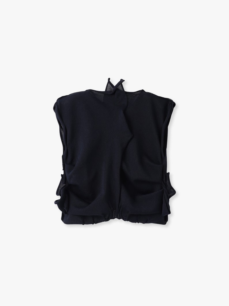 ギャザー ニット ベスト 詳細画像 navy 1