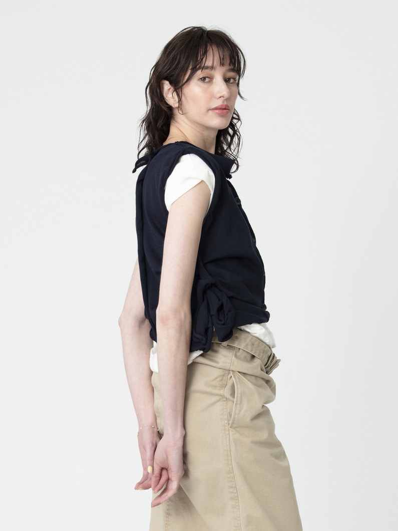 ギャザー ニット ベスト 詳細画像 navy 2