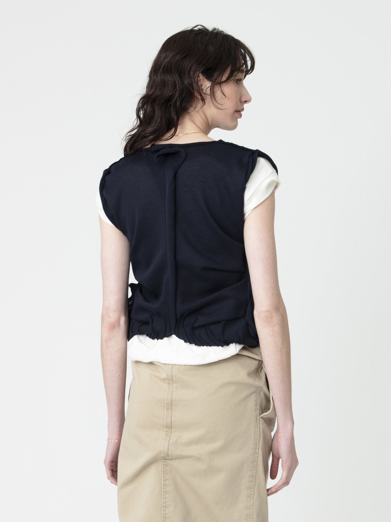 ギャザー ニット ベスト 詳細画像 navy 3