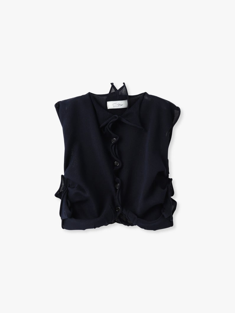 ギャザー ニット ベスト 詳細画像 navy 4