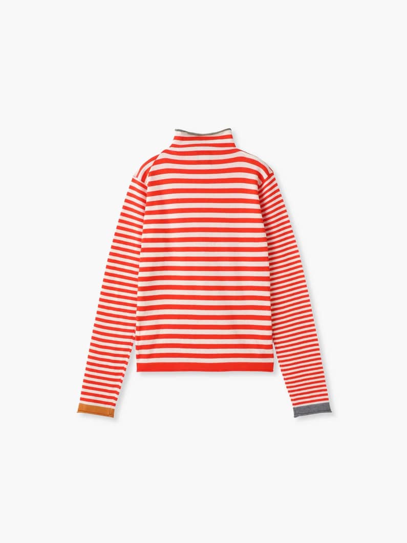 ミスマッチ ストライプ ニット トップ 詳細画像 red 1