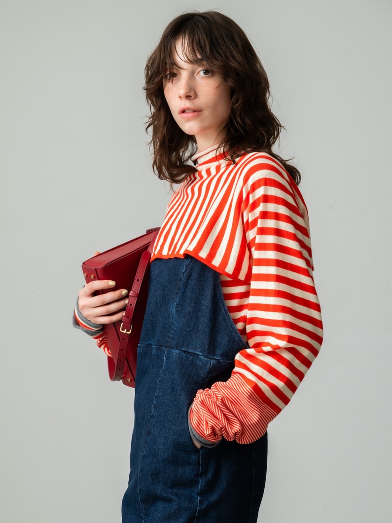 ミスマッチ ストライプ ショートボレロ 詳細画像 red 2