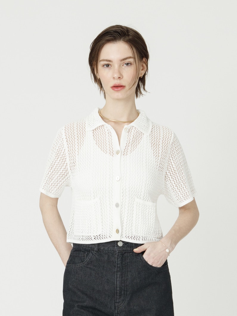 ジャカード ニット カーディガン 詳細画像 white