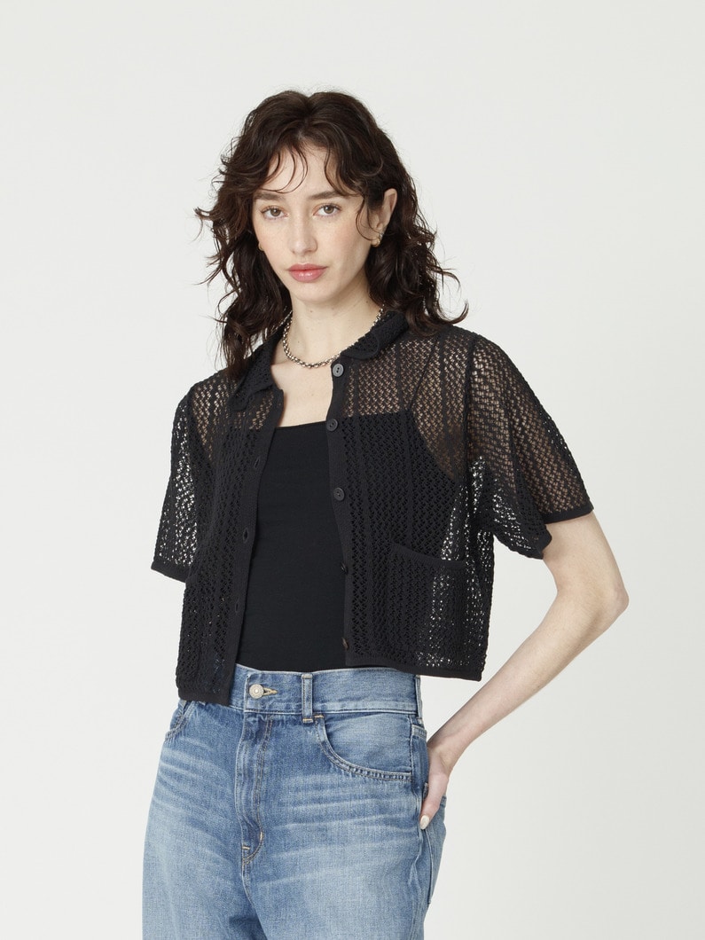 ジャカード ニット カーディガン 詳細画像 black 1