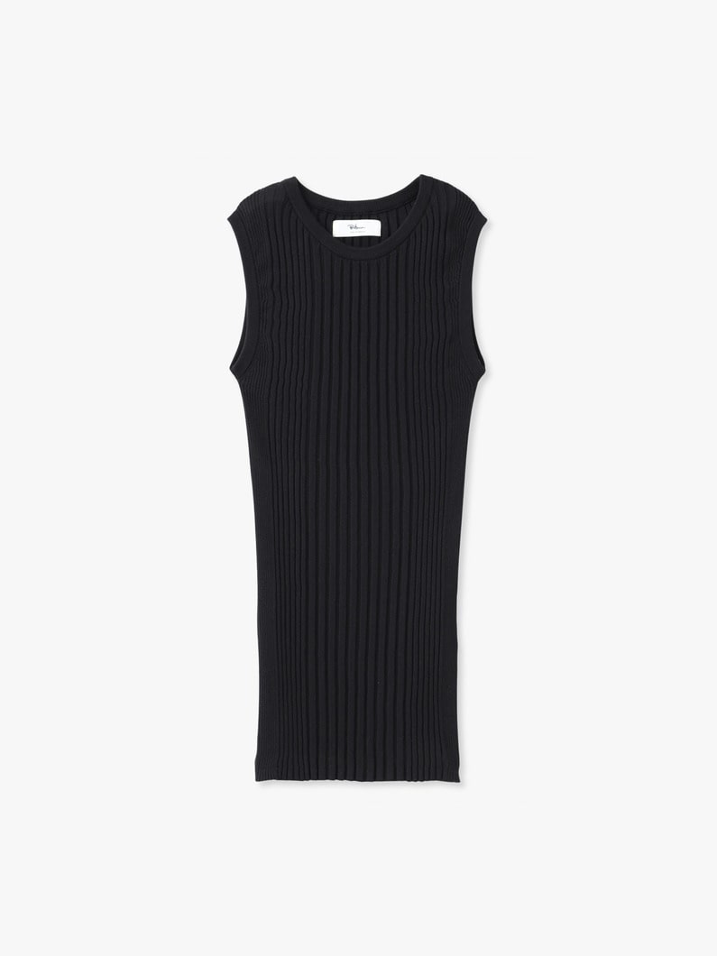 リブ ニット スリーブレス トップ 詳細画像 black