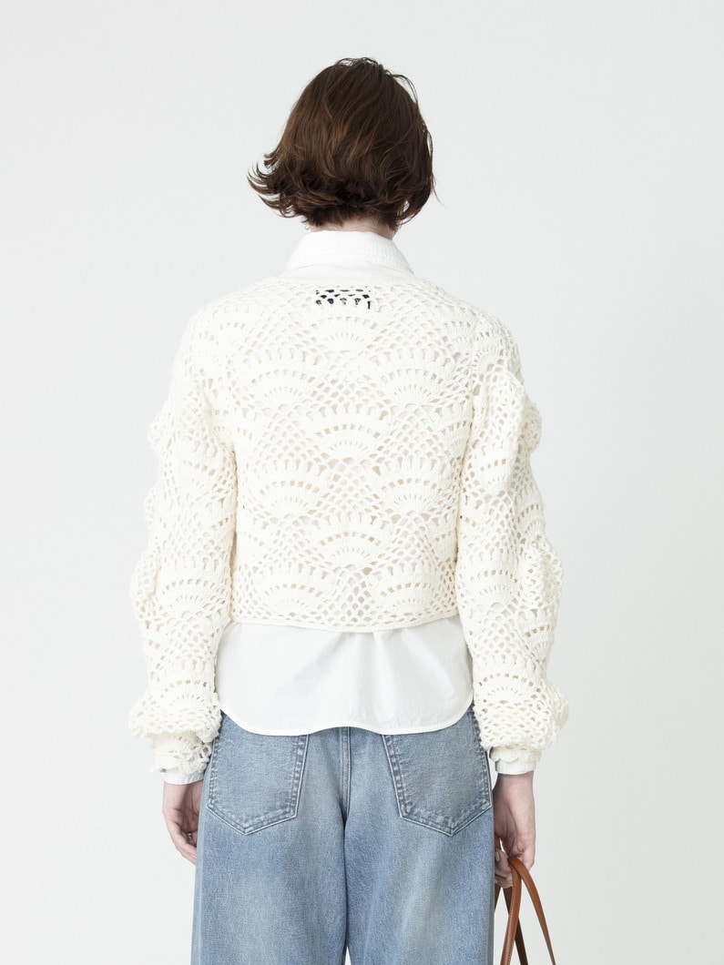アンステイブル クロシェ ニット カーディガン（ホワイト） 詳細画像 white 3