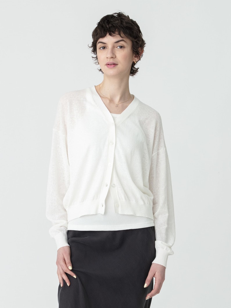シアーカーディガン（ホワイト/ネイビー/ピンク） 詳細画像 white
