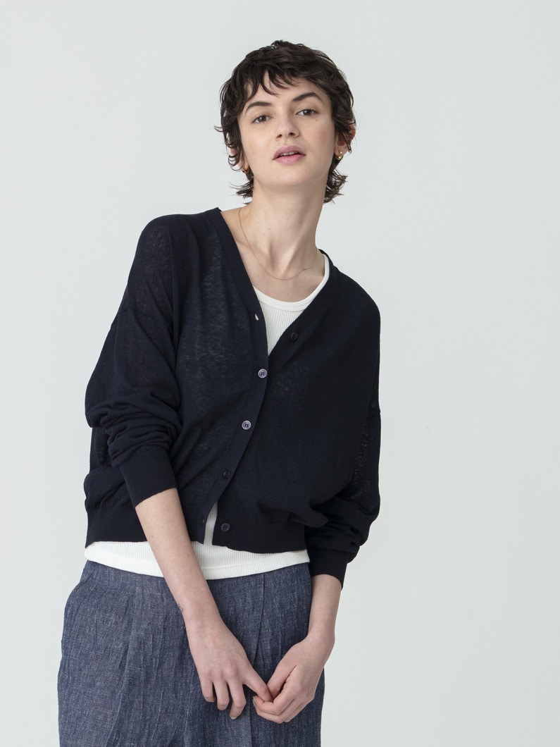 シアーカーディガン（ホワイト/ネイビー/ピンク） 詳細画像 navy