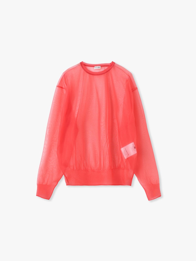 シアー ニット プルオーバー（グレー/レッド） 詳細画像 red