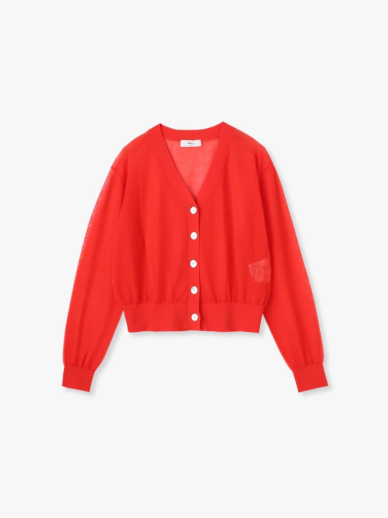 オーガニックコットン Vネック シアーカーディガン 詳細画像 red 4