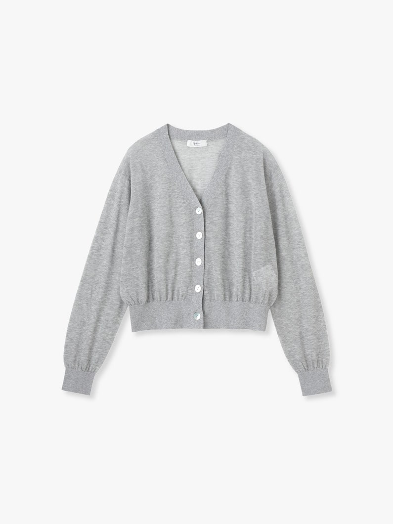 オーガニックコットン Vネック シアーカーディガン 詳細画像 top gray
