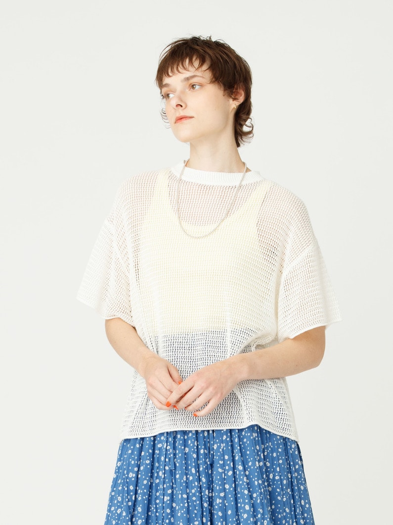 メッシュ ニット ティー 詳細画像 white 1