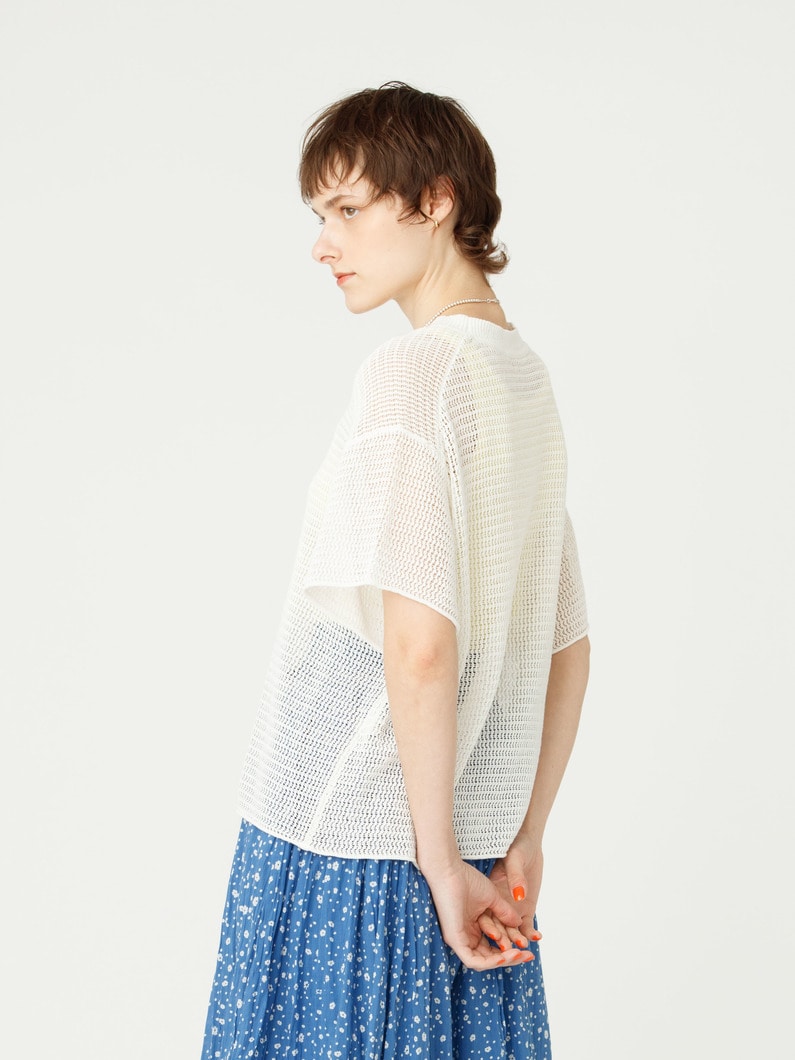 メッシュ ニット ティー 詳細画像 white 2