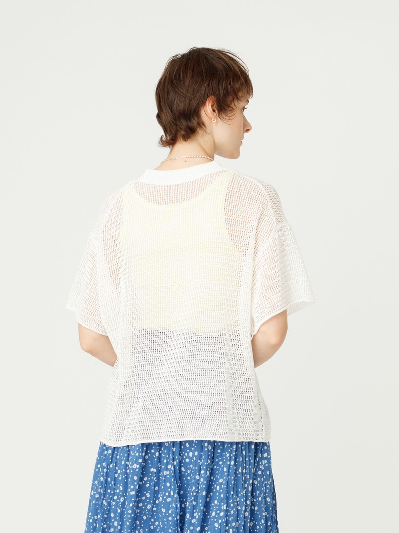 メッシュ ニット ティー 詳細画像 white 3