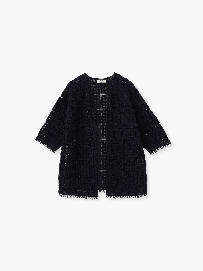 レースワーク ロング カーディガン 詳細画像 navy 3