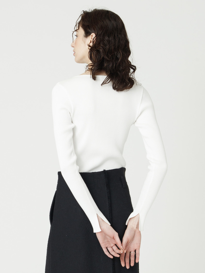 ギザボートネック プルオーバー（ホワイト/イエロー/ライトブルー/ネイビー） 詳細画像 white 2