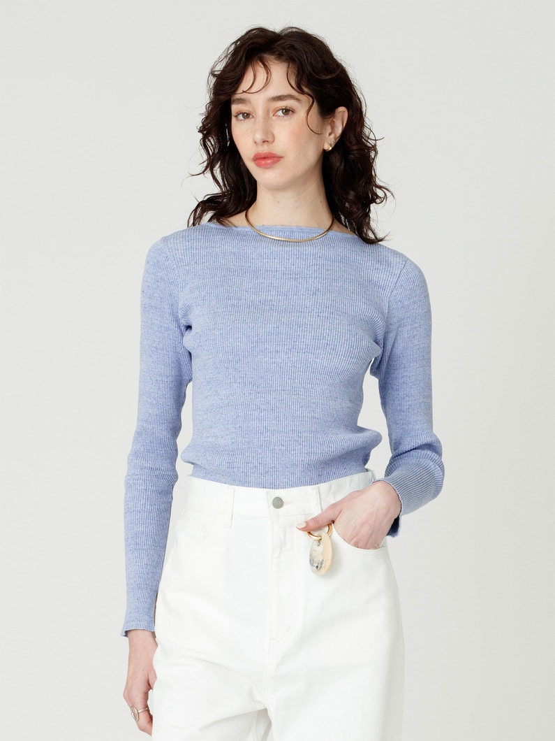 ギザボートネック プルオーバー（ホワイト/イエロー/ライトブルー/ネイビー） 詳細画像 light blue