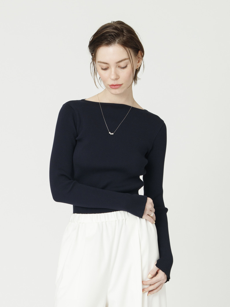 ギザボートネック プルオーバー（ホワイト/イエロー/ライトブルー/ネイビー） 詳細画像 navy 1