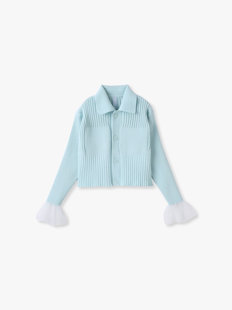 フルーテッド ルーセント クロップド シャツ カーディガン 詳細画像 multi 1