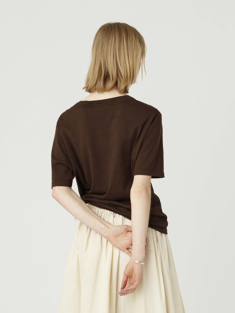 コットン ニット ティー（ブラウン/グリーン/グレー） 詳細画像 brown 2