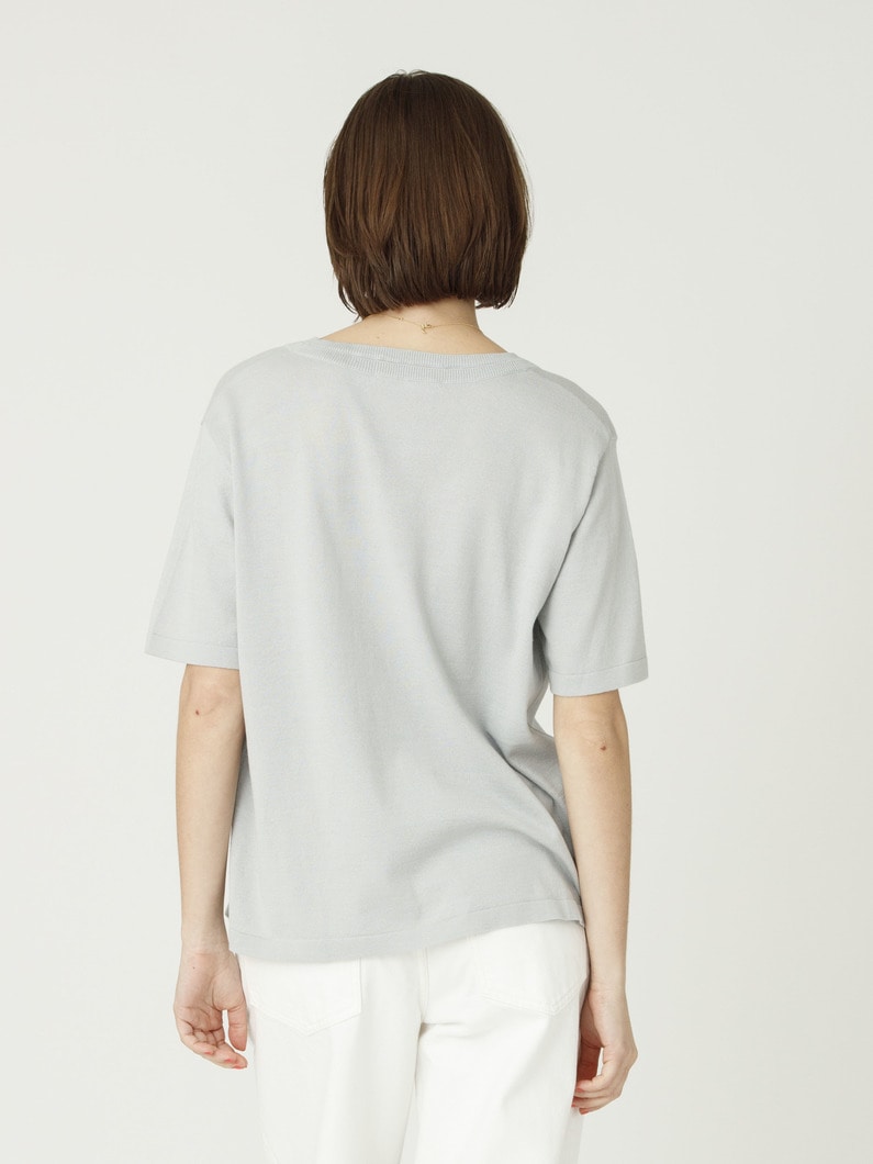 コットン ニット ティー（ブラウン/グリーン/グレー） 詳細画像 gray 2